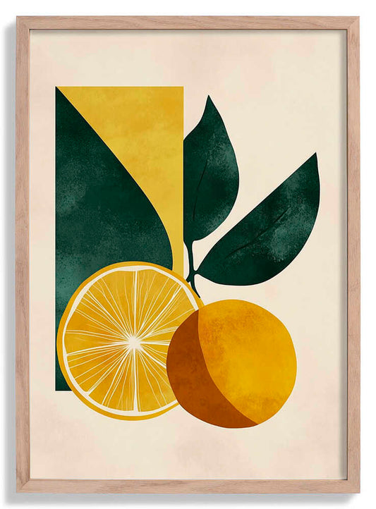 Yellow Lemon with Green Leaves Serenity by Annika Persson