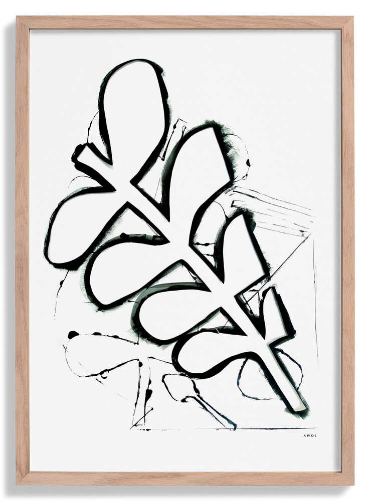 Schwarzes und weißes abstraktes Blatt von Awol Art Alex