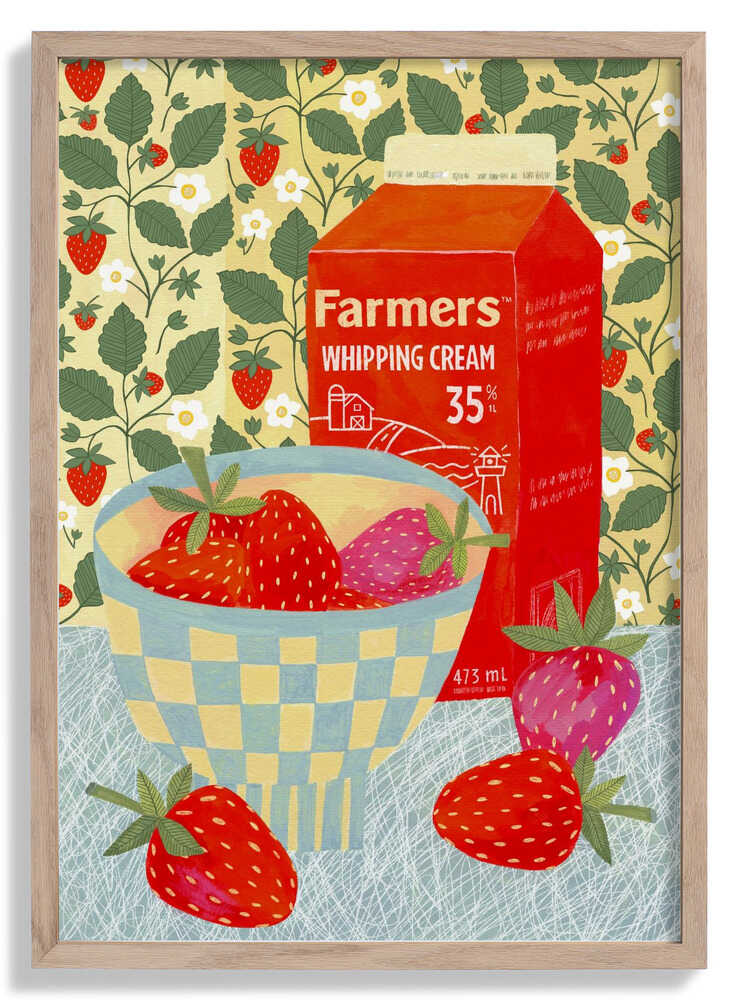 Strawberries In A Checkered Bowl by Susan Black