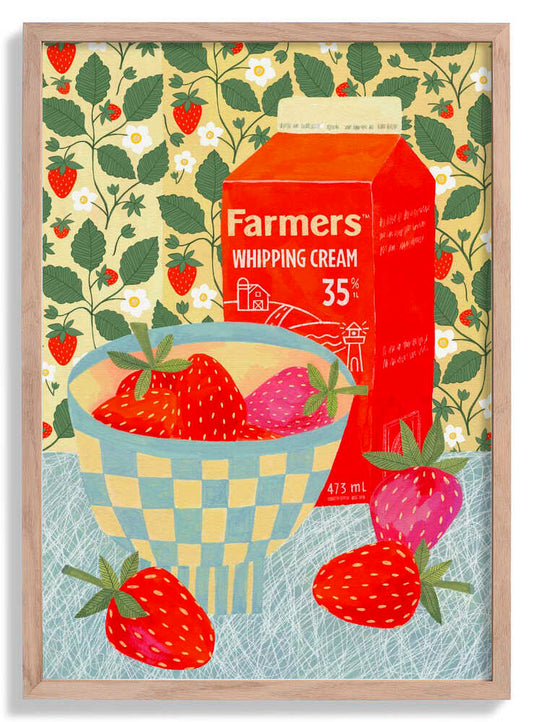 Strawberries In A Checkered Bowl by Susan Black