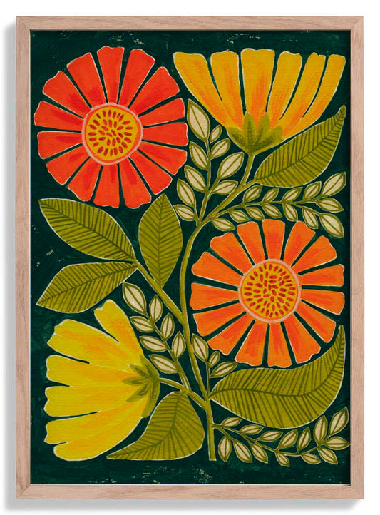 Vibrant Orange And Yellow Flowers by Susan Black