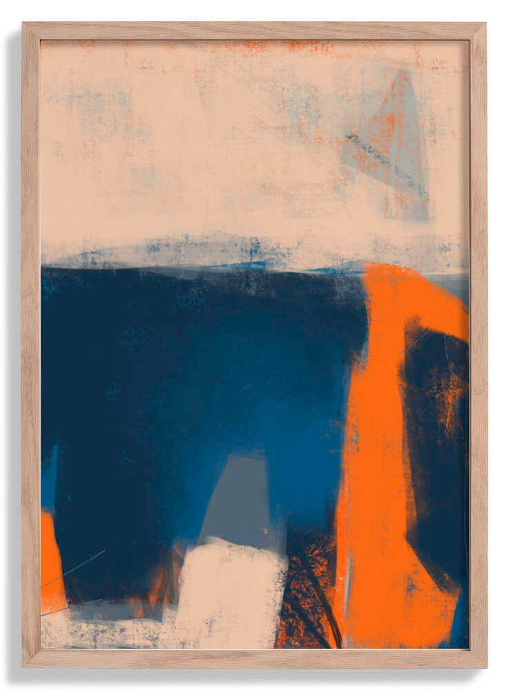 Kühne blaue, orange und weiße Pinselstriche von MANSI SAXENA