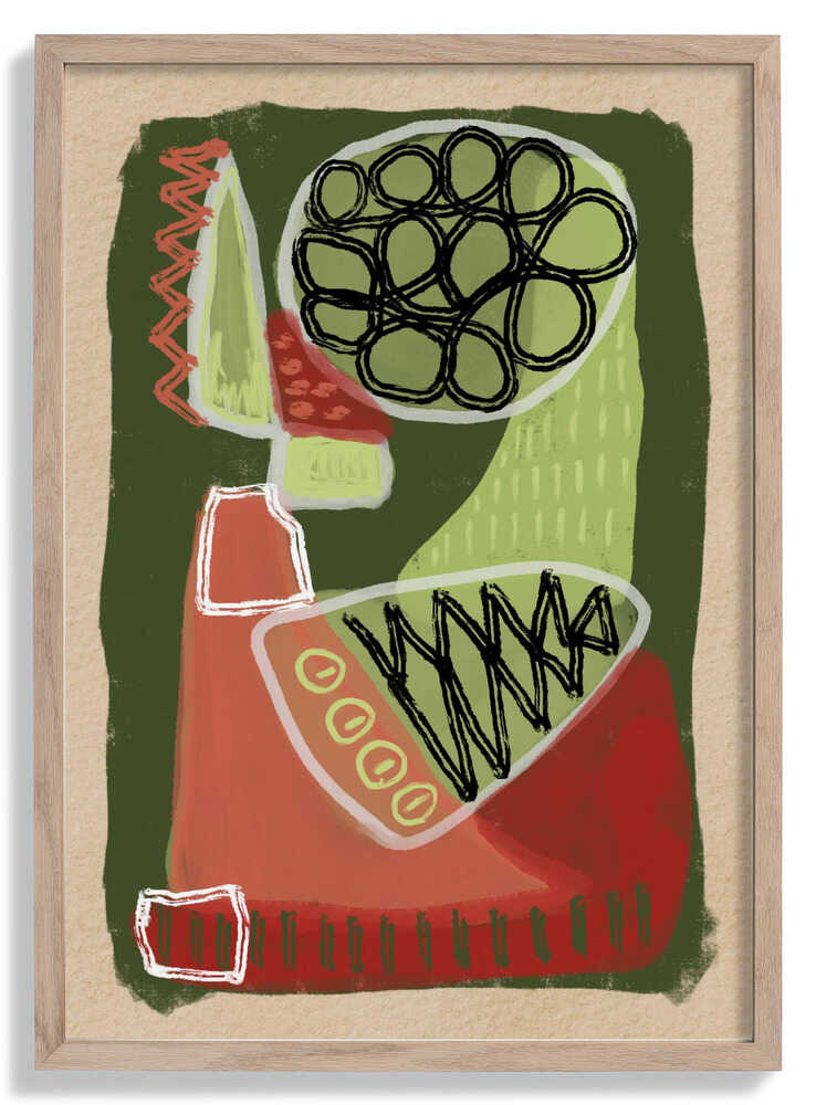 Abstract green and red by Sharyn Bursic