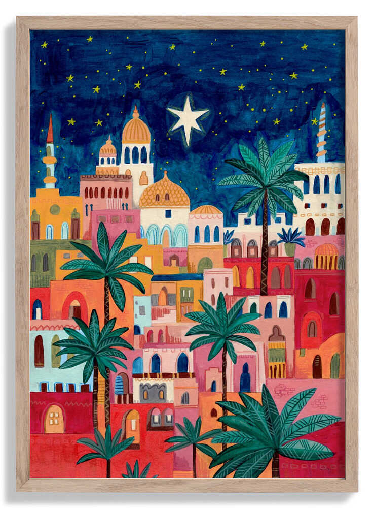 Oriental city under a starry sky in bright colours by Caroline Bonne Müller