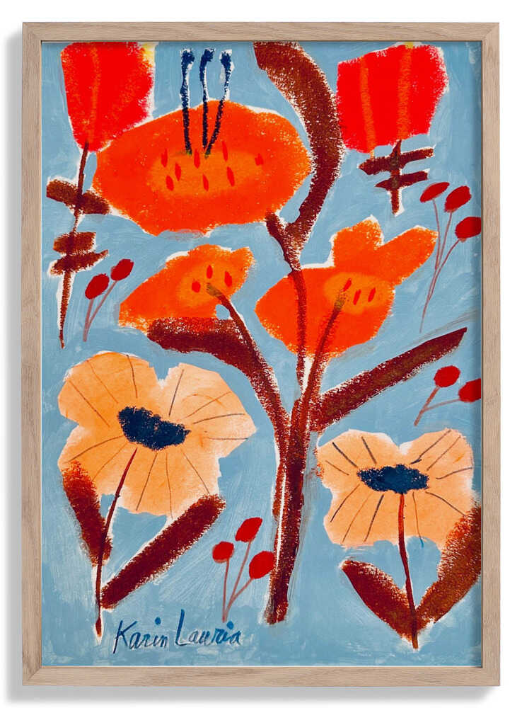 Rote, orange und pfirsichfarbene Blumen von Karin Lauria