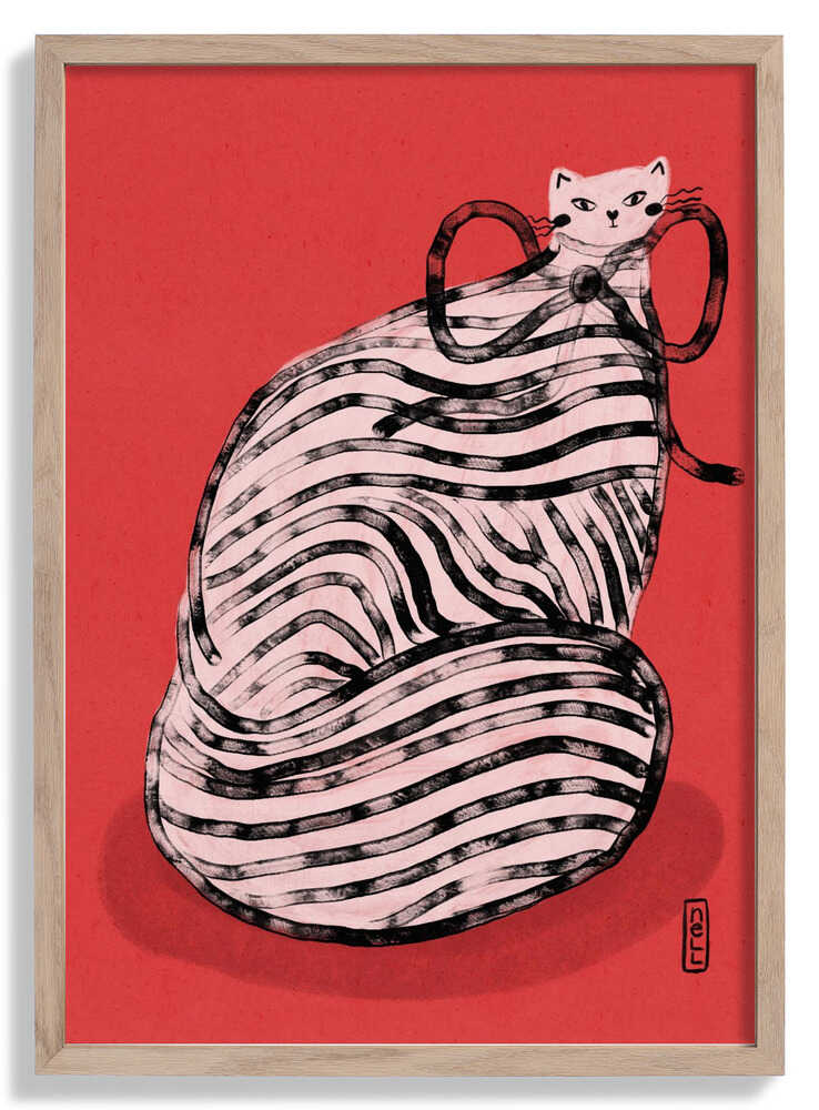 Schwarz-weiß gestreifte Katzen-Illustration Poster von Dirkie Nell