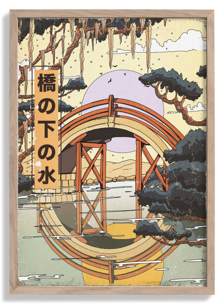 Japanese Bridge Vintage Art by Nicholas