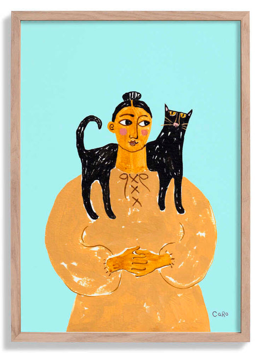 Woman with Cat by Caroline Roberts