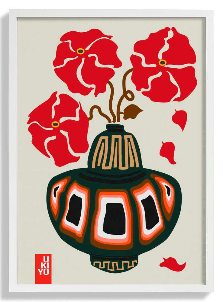 Ukiyo Vase Flower Greige by Frances Collett