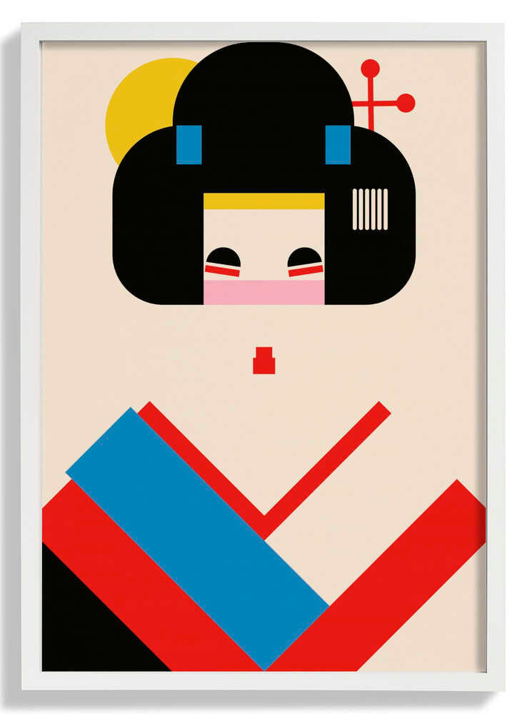 Geisha Girl Geometric Illustration by Retrodrome