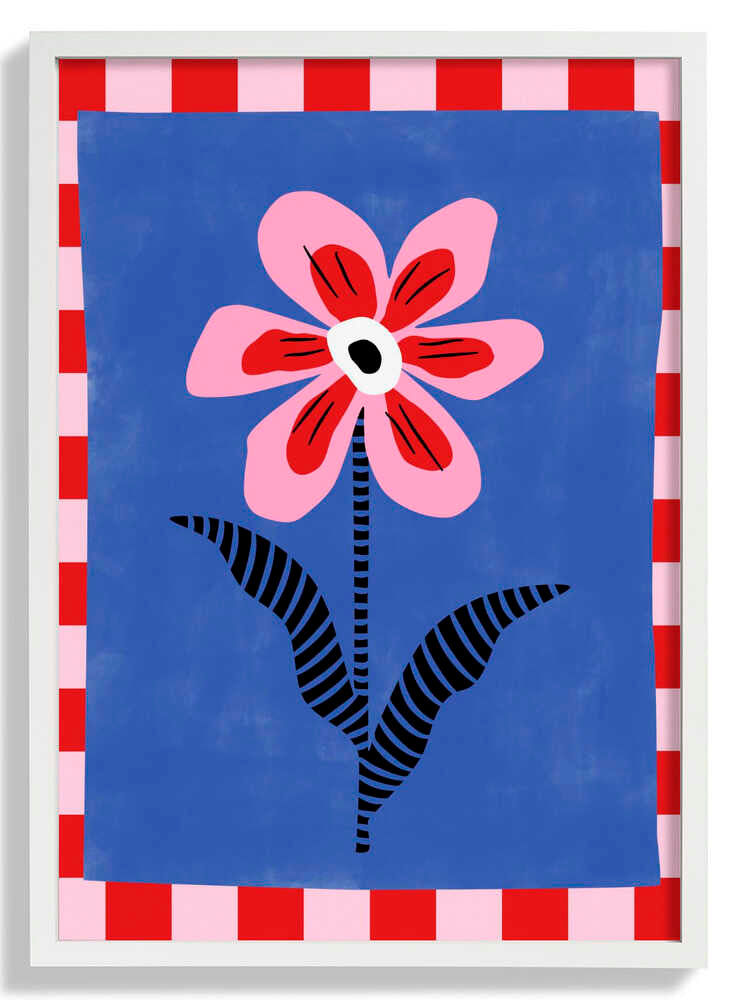 Flower with Pink Petals and Striped Leaves by Elena Ristova