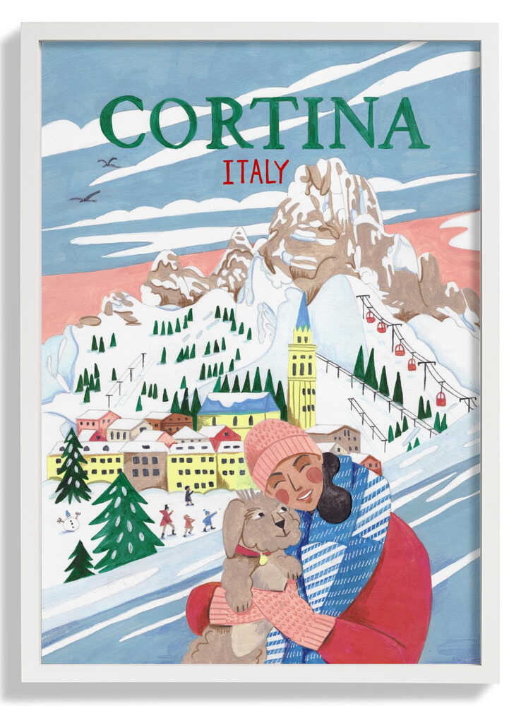 Reiseplakat Frau in Cortina, Italien von Caroline Bonne Müller