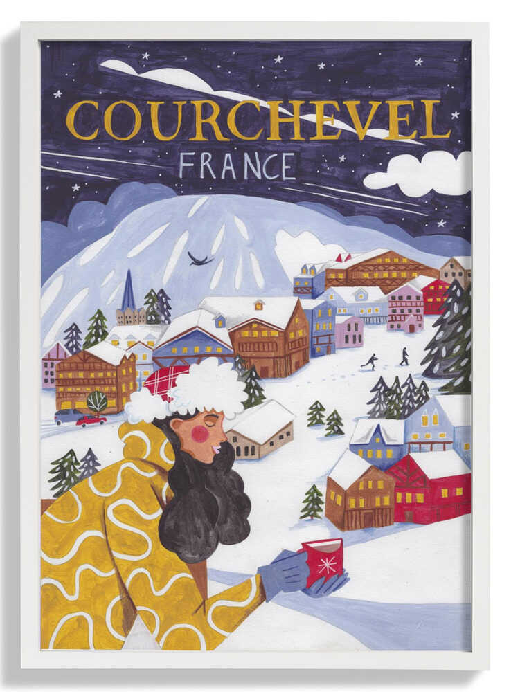 Reiseposter Frau in Frankreich, Courchevel von Caroline Bonne Müller