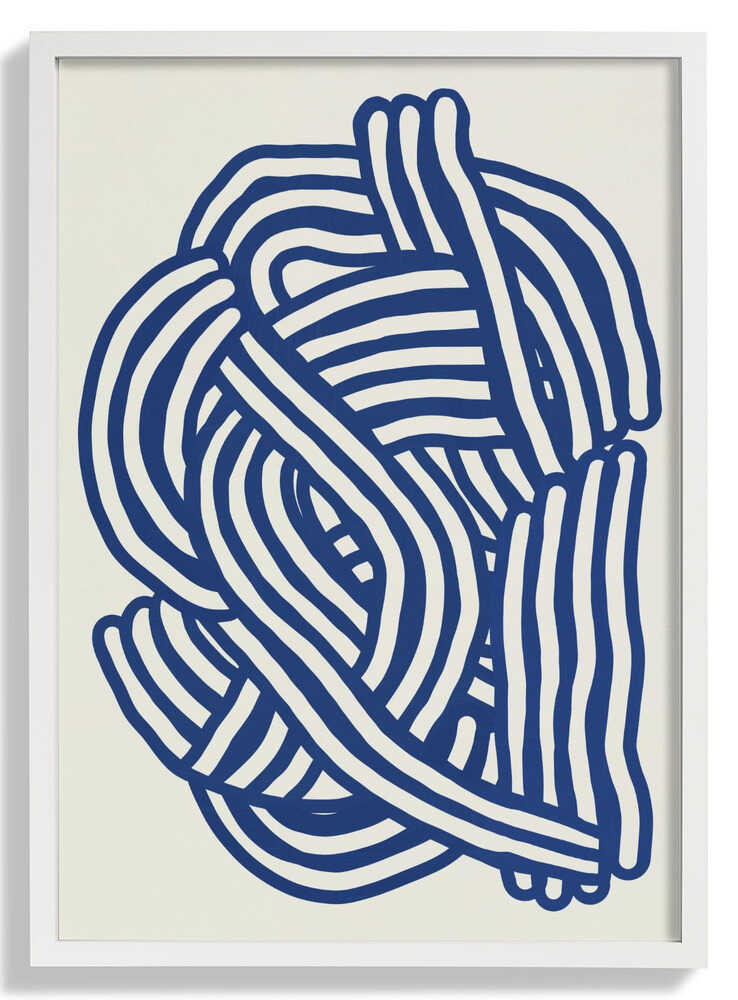 Line Art organische Form in Blau von Little Dean
