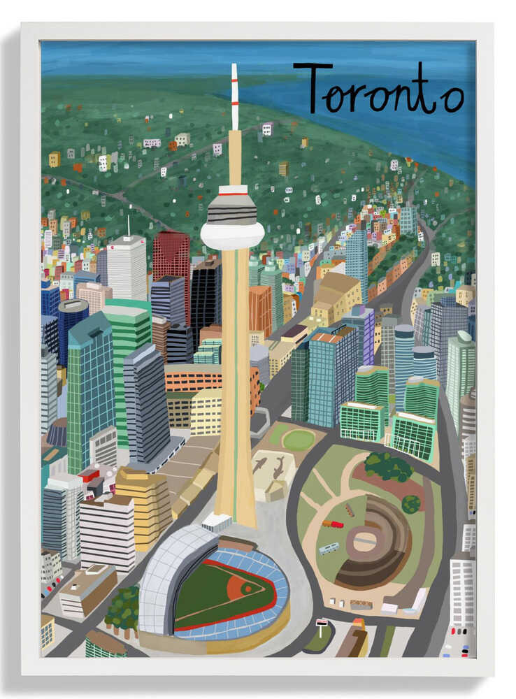 Toronto, Canada CN Tower with Rogers Stadium by Illustrator Carla Daly by Carla Daly