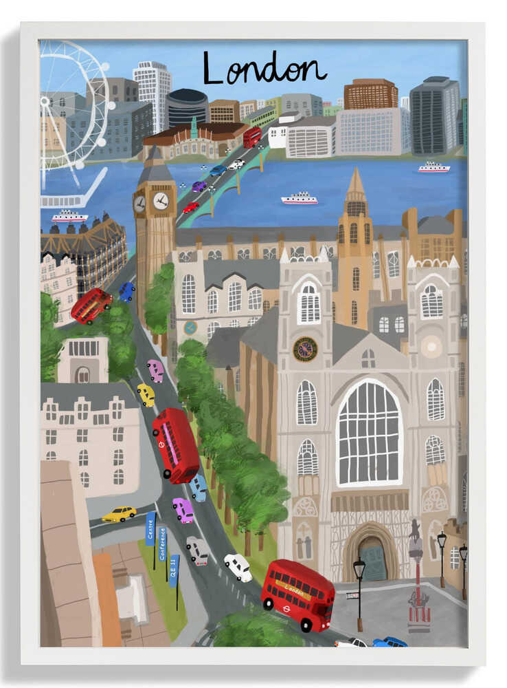 London City with View of the Thames River and Big Ben by Artist Carla Daly by Carla Daly