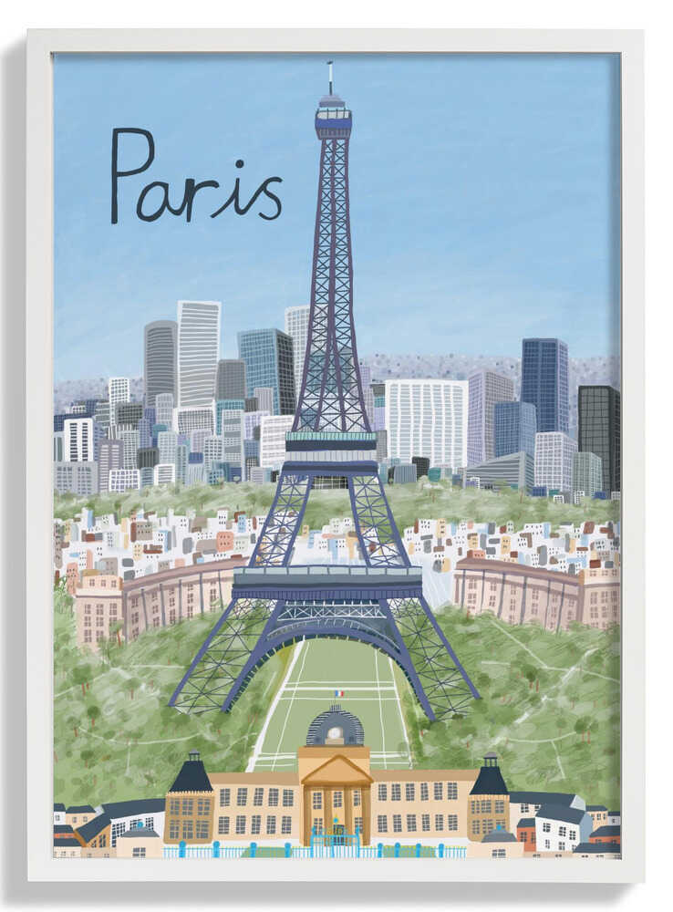 Eiffel Tower with Paris City in Background by Artist Carla Daly by Carla Daly
