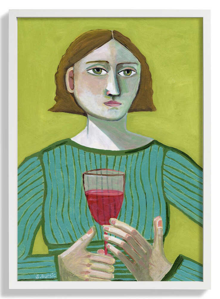 Lady with Red Wine by Sharyn Bursic