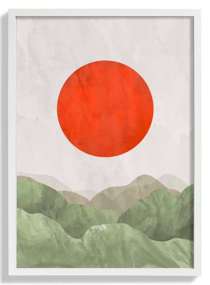 Abstrakte Rolling Hills mit strukturiertem grauen Himmel von Sannel Larson