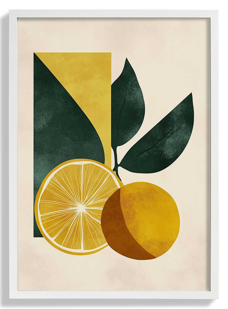 Yellow Lemon with Green Leaves Serenity by Annika Persson