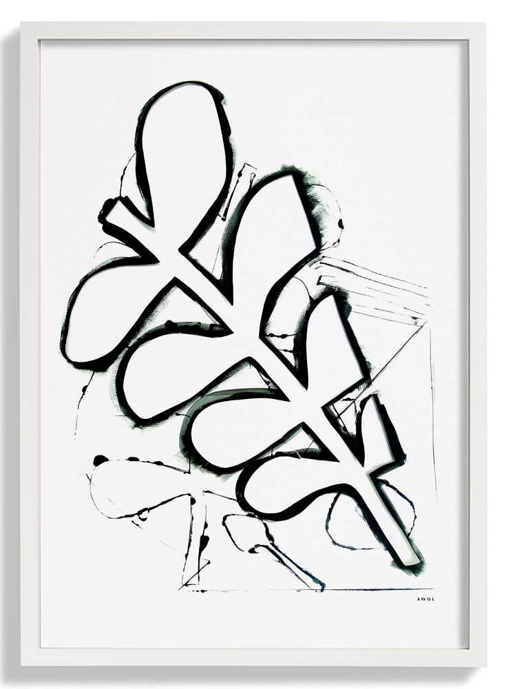 Schwarzes und weißes abstraktes Blatt von Awol Art Alex