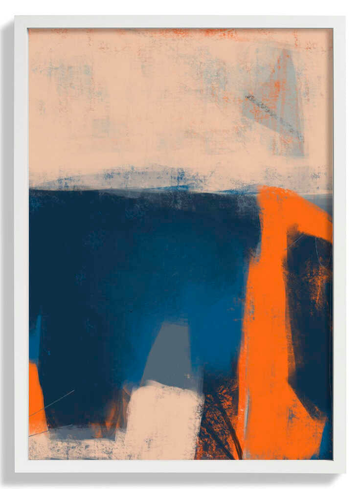 Kühne blaue, orange und weiße Pinselstriche von MANSI SAXENA