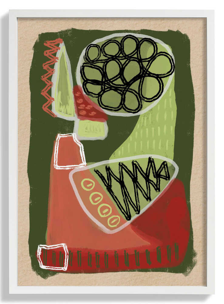 Abstract green and red by Sharyn Bursic