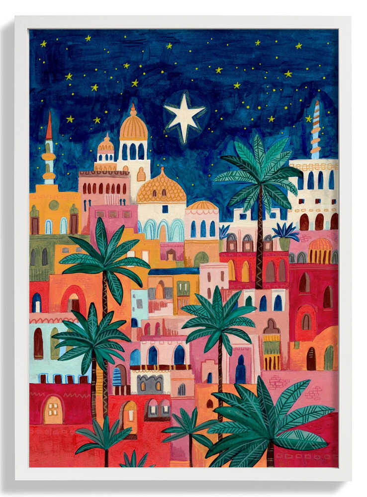 Oriental city under a starry sky in bright colours by Caroline Bonne Müller