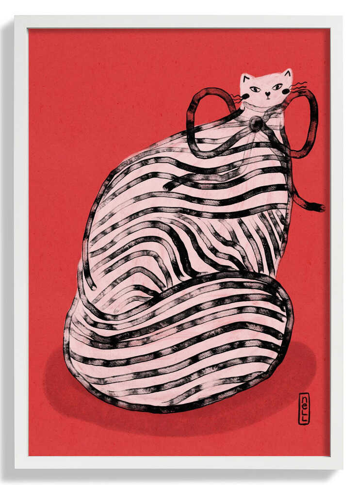 Schwarz-weiß gestreifte Katzen-Illustration Poster von Dirkie Nell