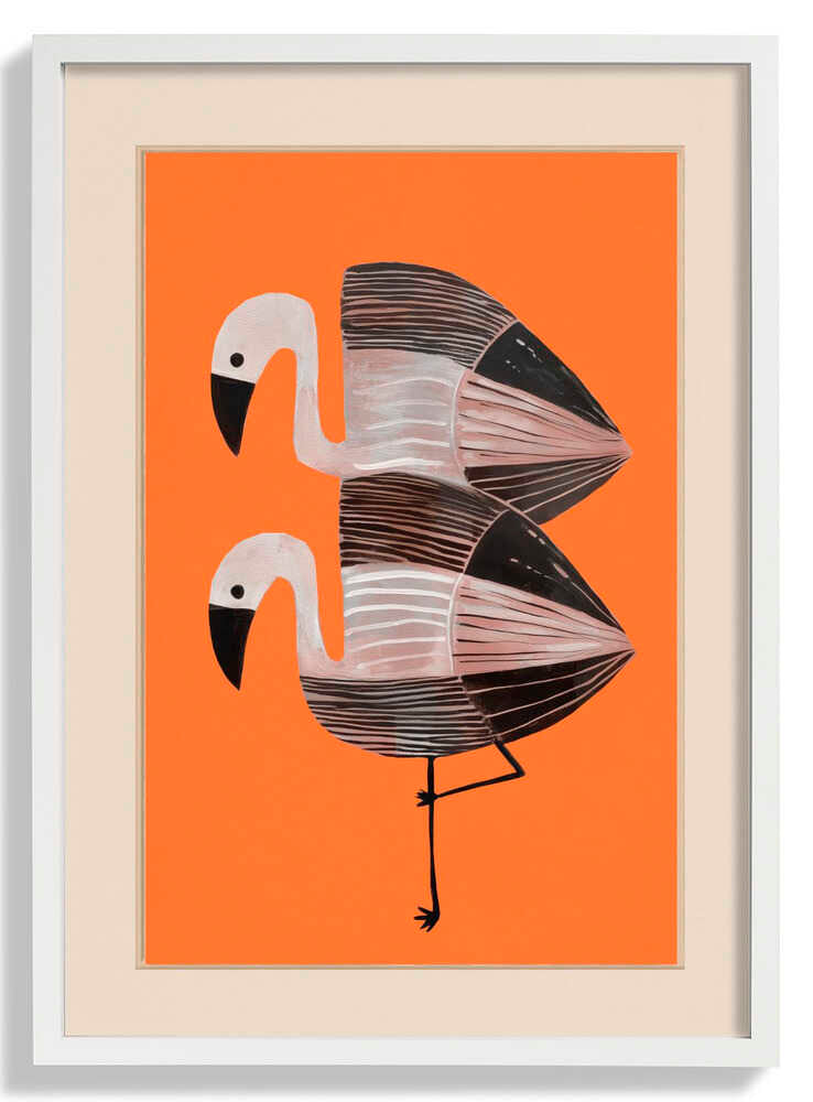 Tangerine Flamingos by City Art