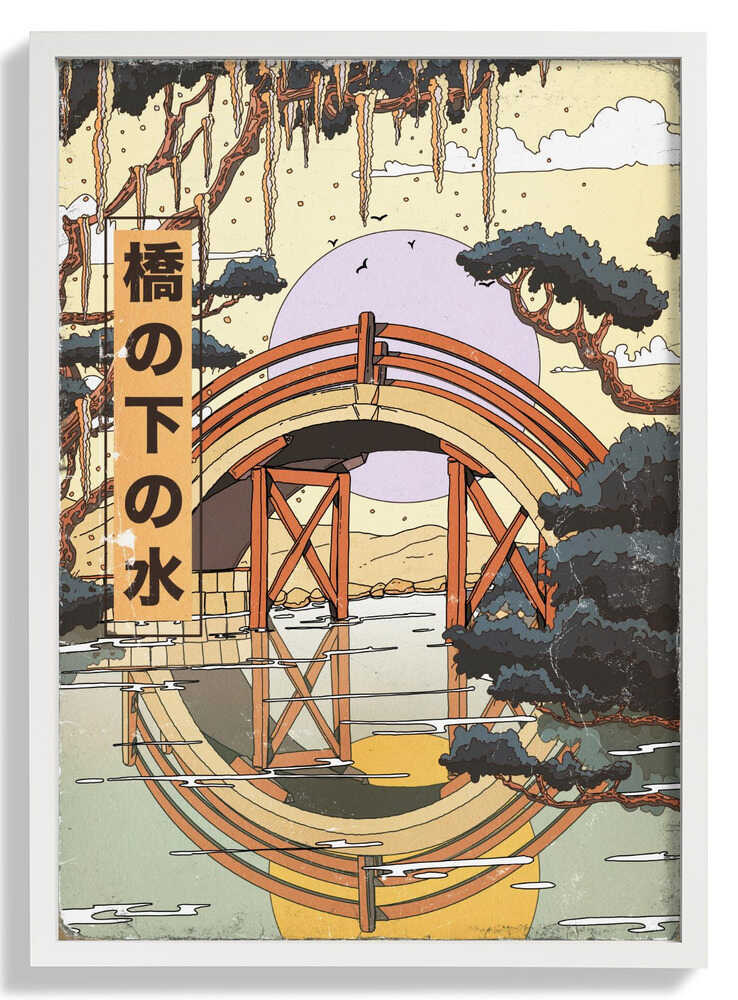 Japanese Bridge Vintage Art by Nicholas