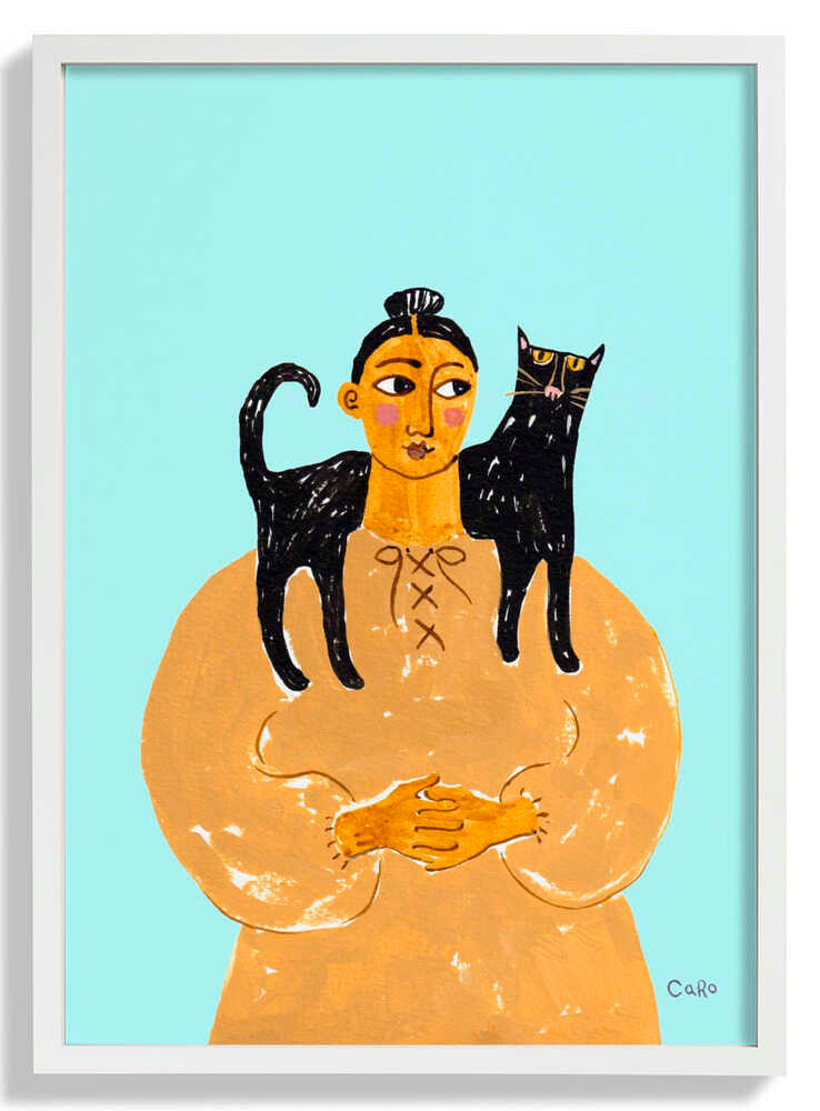 Woman with Cat by Caroline Roberts