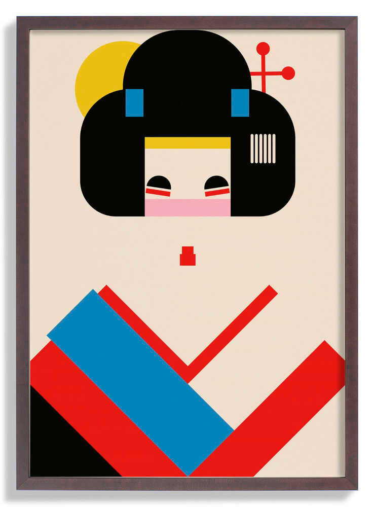 Geisha Girl Geometric Illustration by Retrodrome