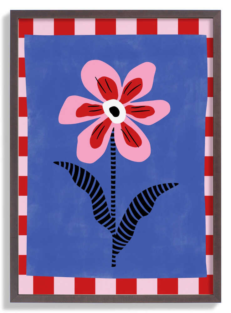 Flower with Pink Petals and Striped Leaves by Elena Ristova