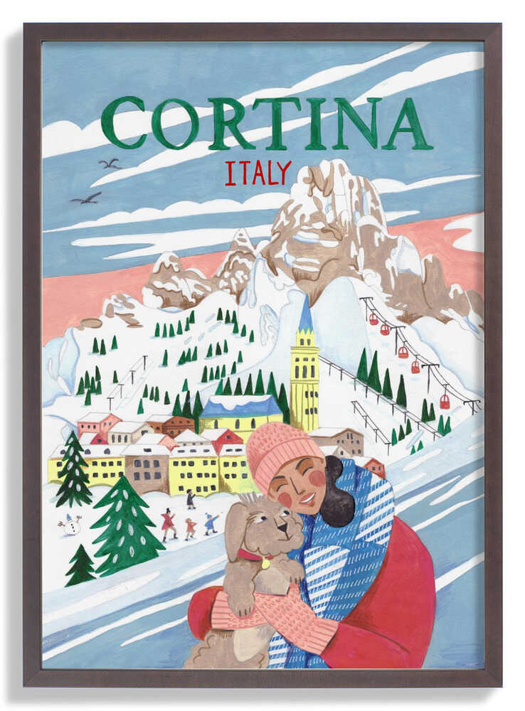 Reiseplakat Frau in Cortina, Italien von Caroline Bonne Müller