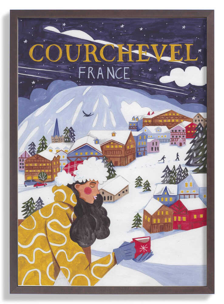 Reiseposter Frau in Frankreich, Courchevel von Caroline Bonne Müller