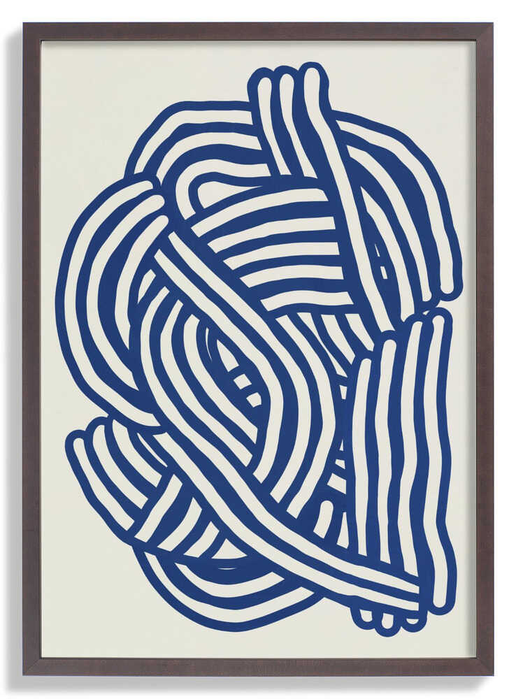 Line Art organische Form in Blau von Little Dean
