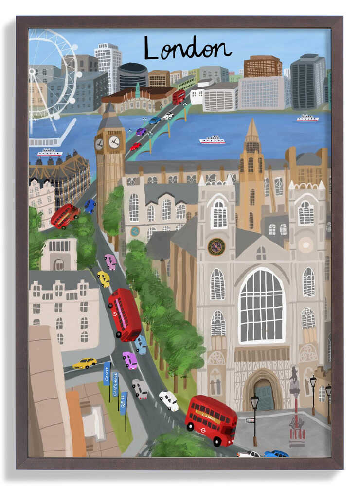 London City with View of the Thames River and Big Ben by Artist Carla Daly by Carla Daly