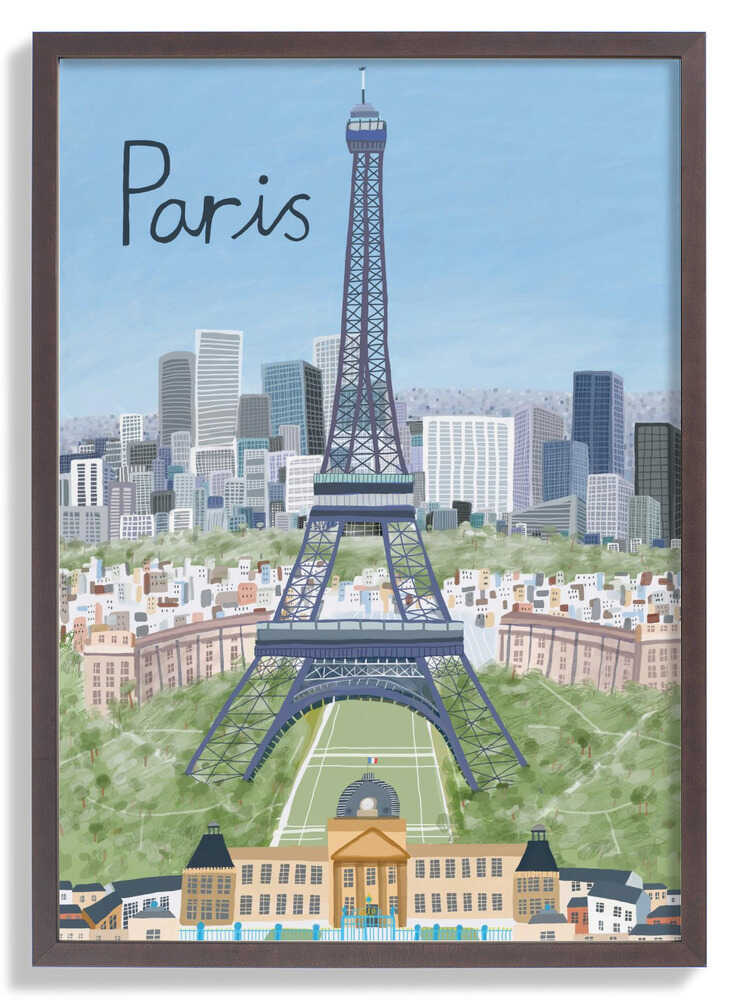 Eiffel Tower with Paris City in Background by Artist Carla Daly by Carla Daly