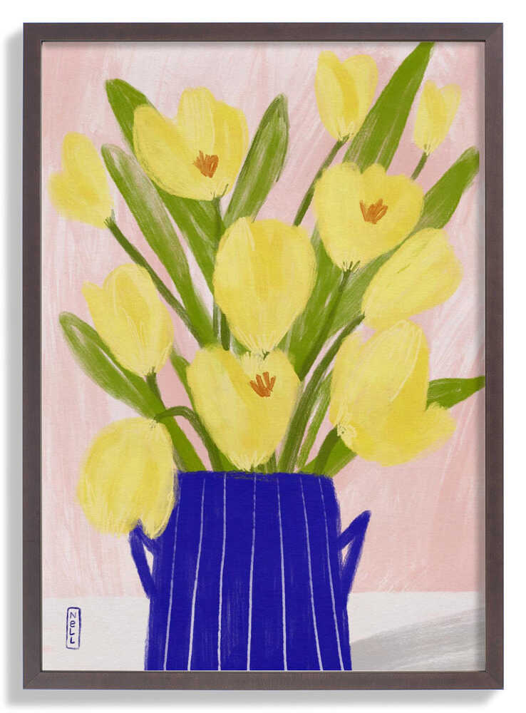 Yellow Tulips In a Vase by Dirkie Nell