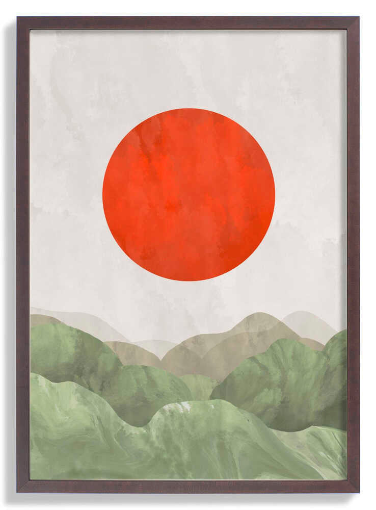 Abstrakte Rolling Hills mit strukturiertem grauen Himmel von Sannel Larson