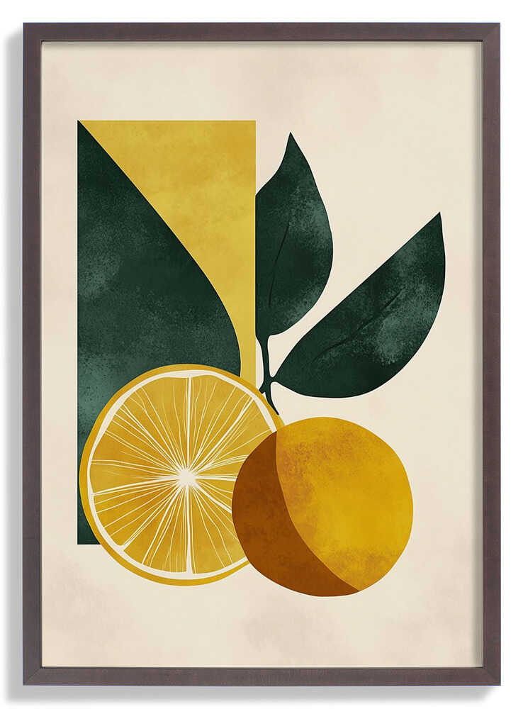 Yellow Lemon with Green Leaves Serenity by Annika Persson