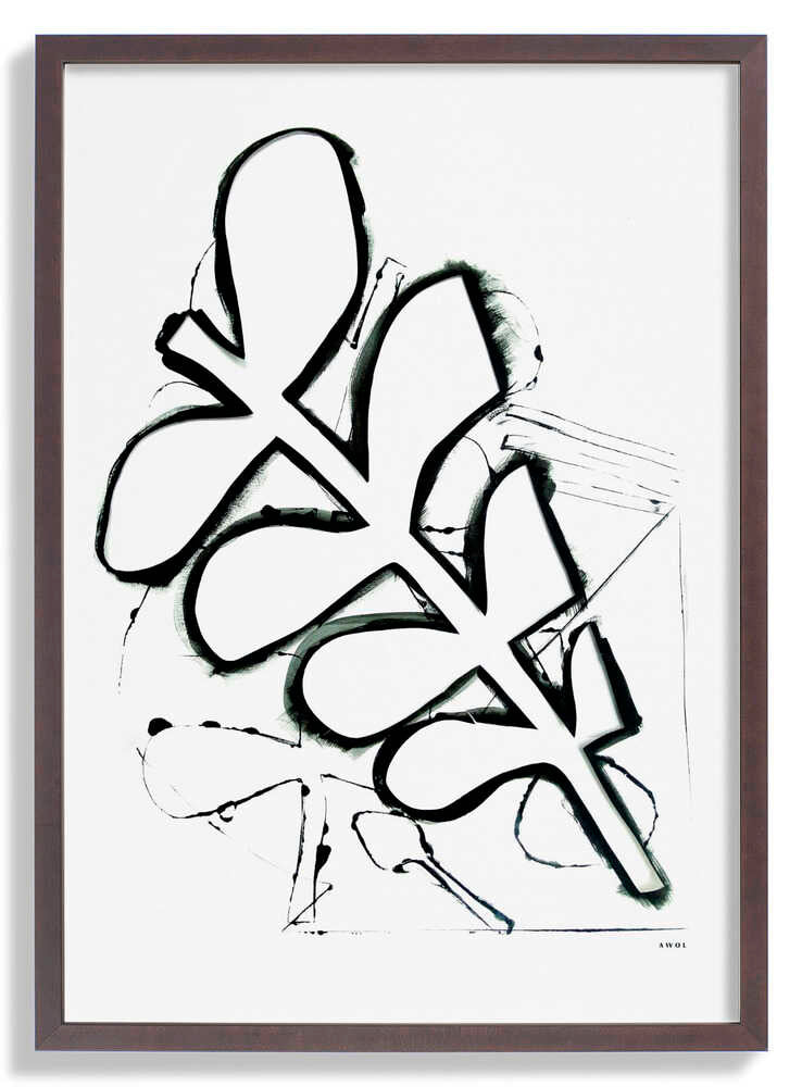 Schwarzes und weißes abstraktes Blatt von Awol Art Alex
