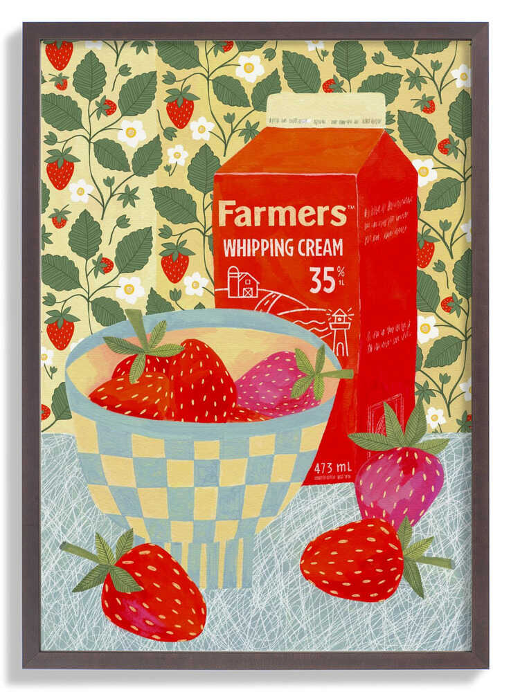 Strawberries In A Checkered Bowl by Susan Black