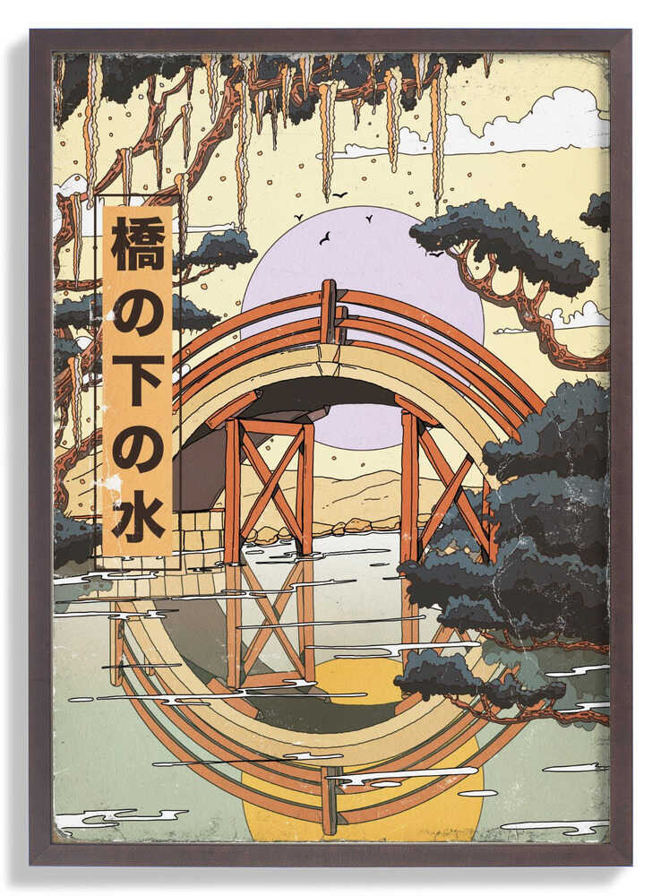 Japanese Bridge Vintage Art by Nicholas
