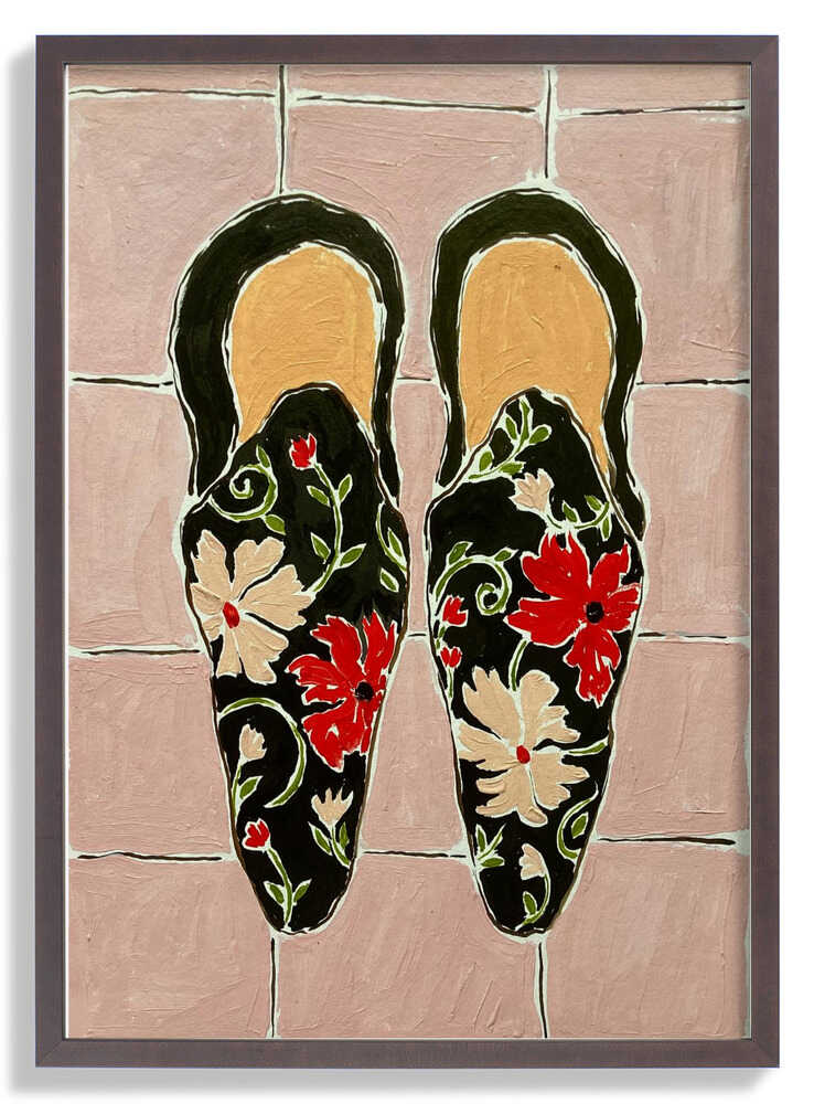 Black Shoes On Pink Tiles by Rushati Chowdhury