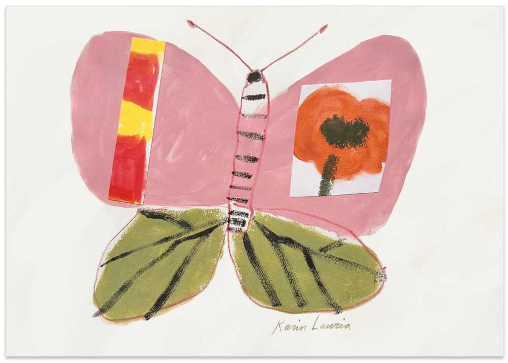 Rosa und grüner Schmetterling von Karin Lauria