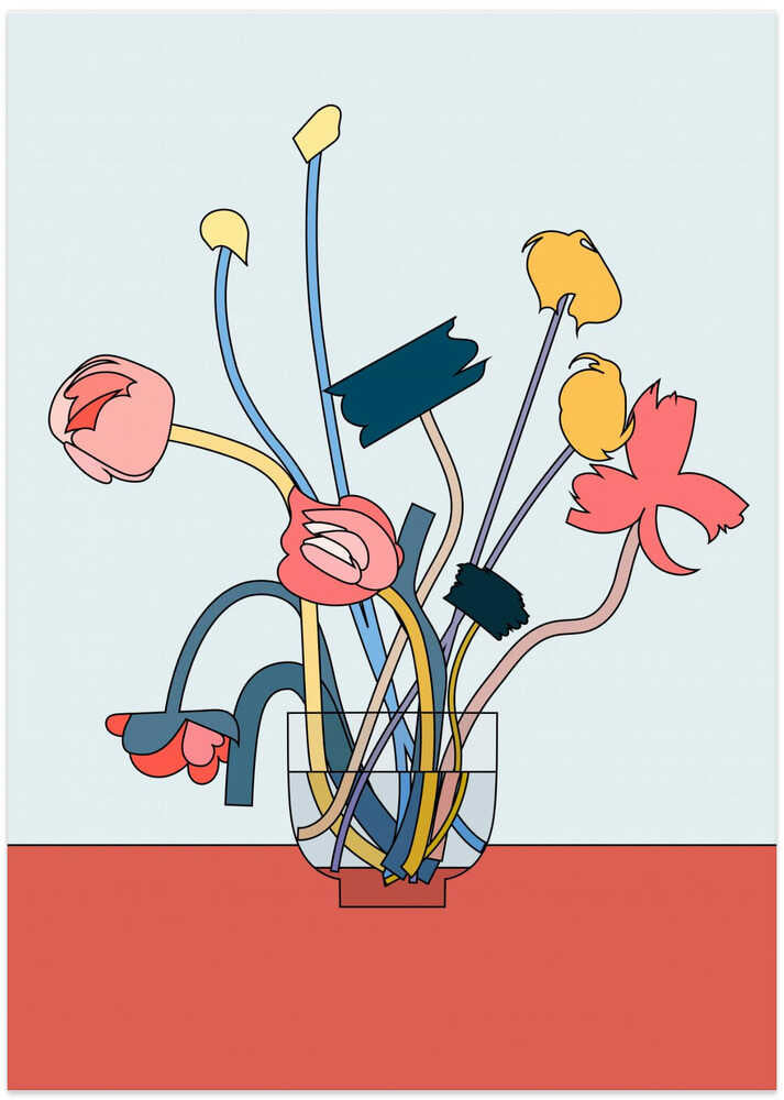 Flowers in a glass vase by NKTN