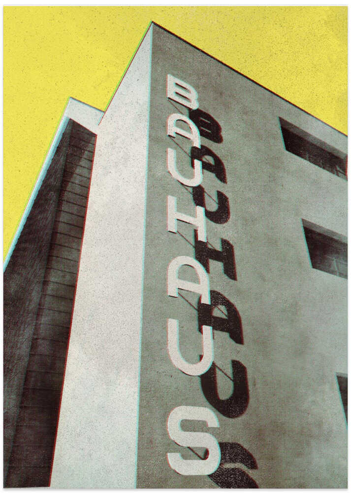 Bauhaus Dessau architecture in vintage magazine style by Rosana Laiz Blursbyai