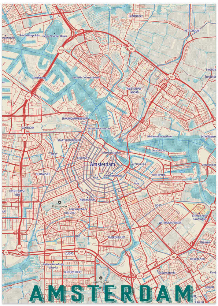 Retro Map   Amsterdam by jay stanley